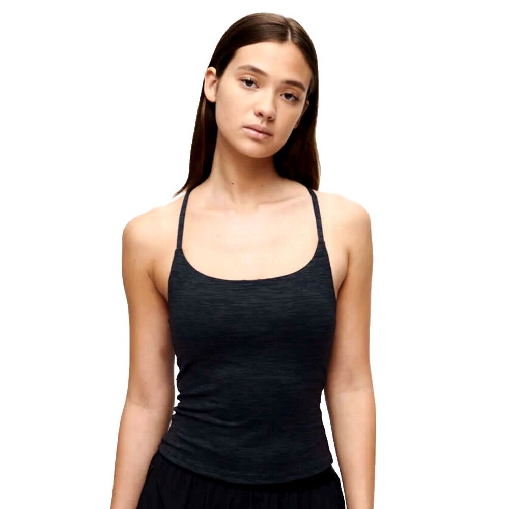 Outdoor Voices Tank Top Women Medium Black Tech Sweat Move Free Shelf Bra